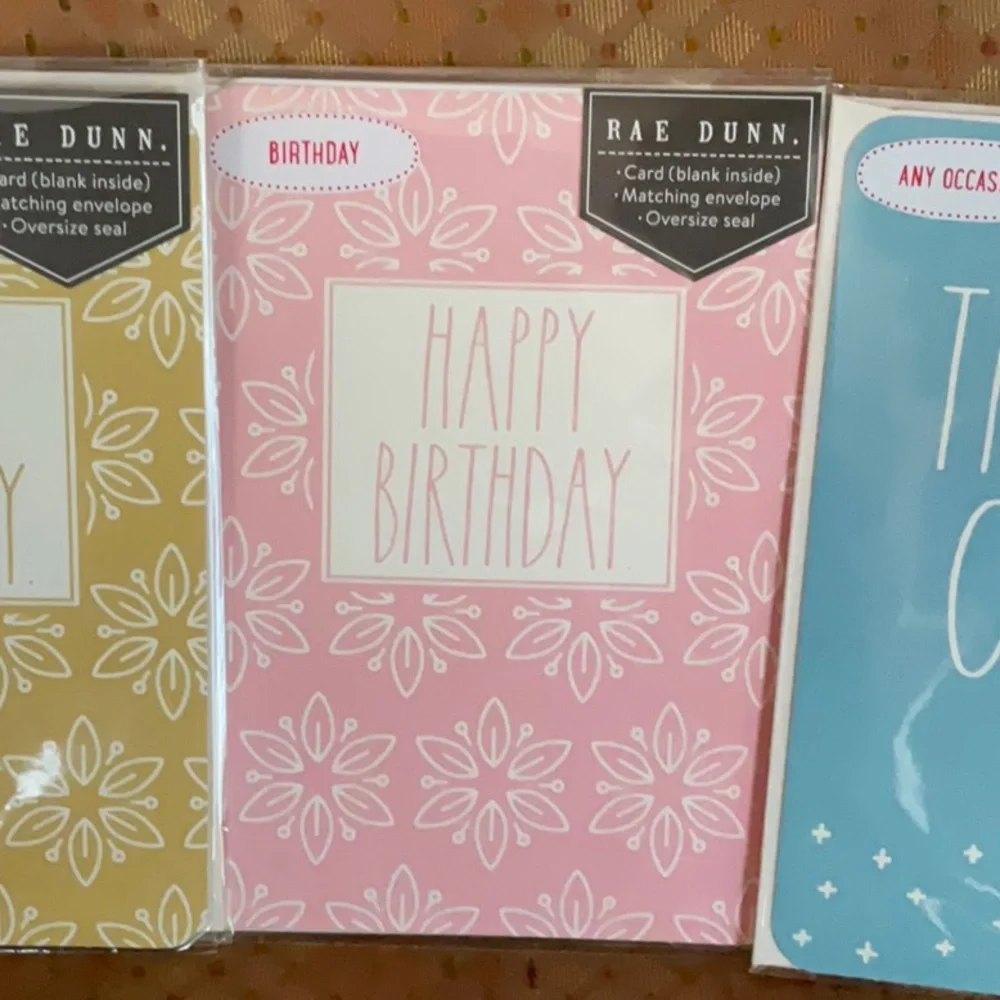 Rae Dunn Birthday & Thinking of You Cards bundle, set of 3, blank inside